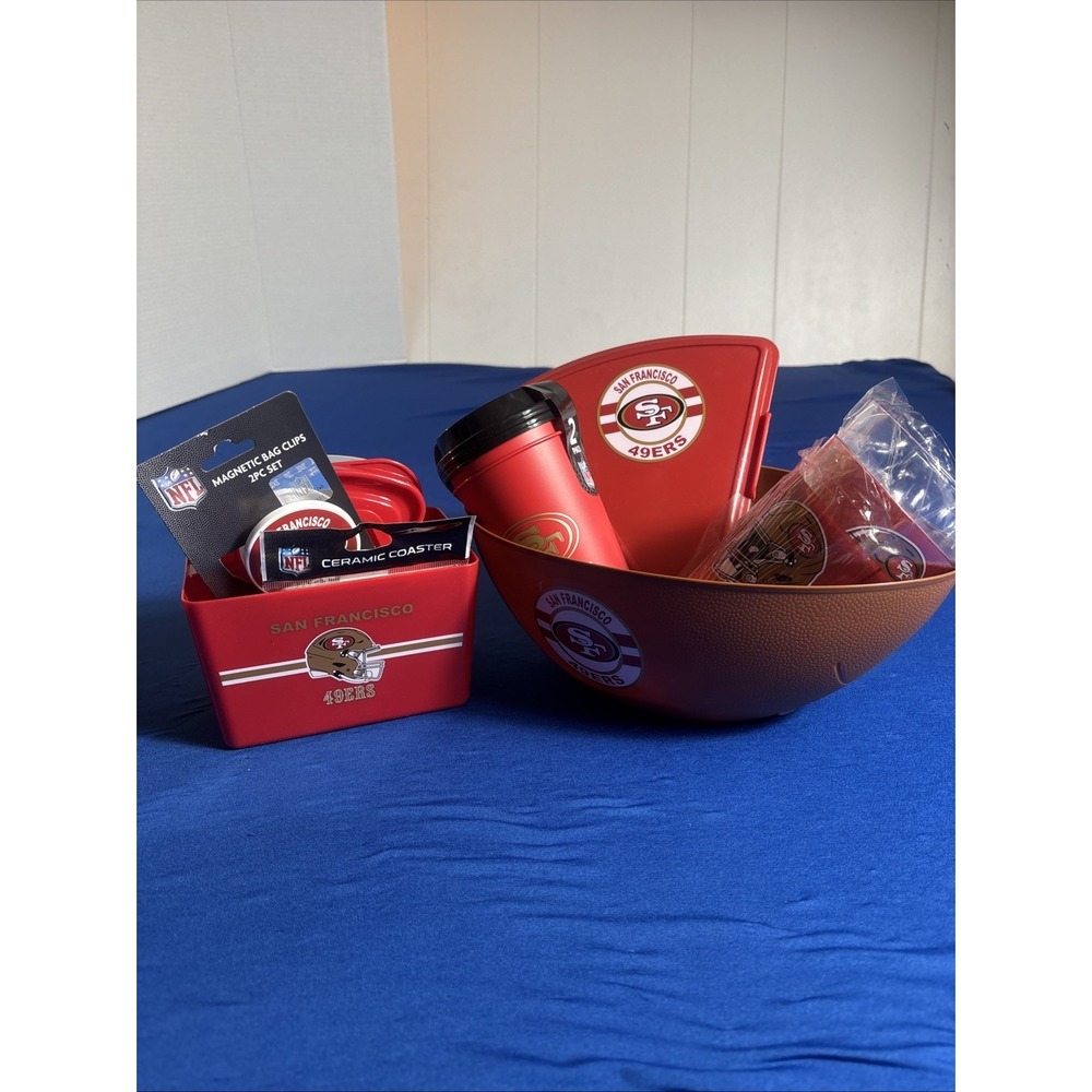 San Francisco 49ers Cups,pizza & Sandwich Container,chip Bowl Bundle Of 11 NFL